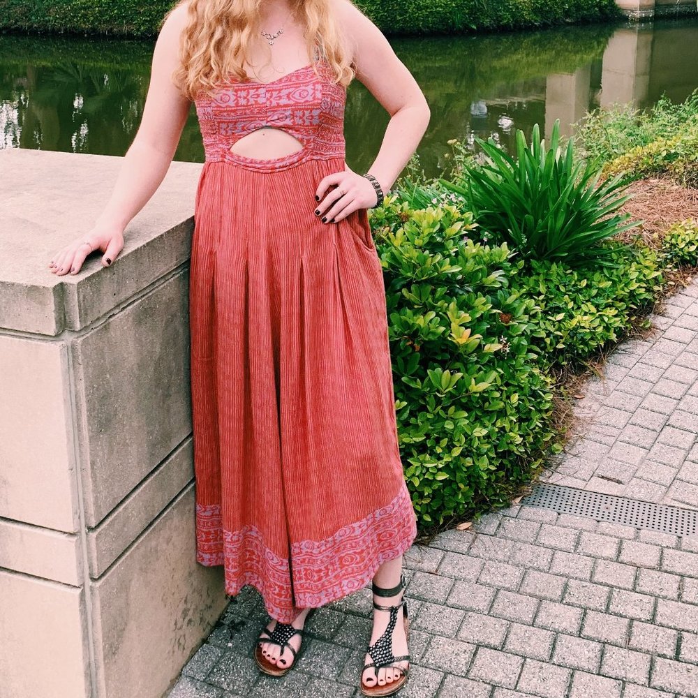 Free People Wide-legged jumpsuit keyhole cutout